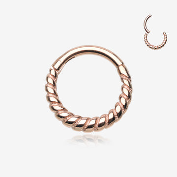 Rose Gold Classic Rope Seamless Clicker Hoop Ring